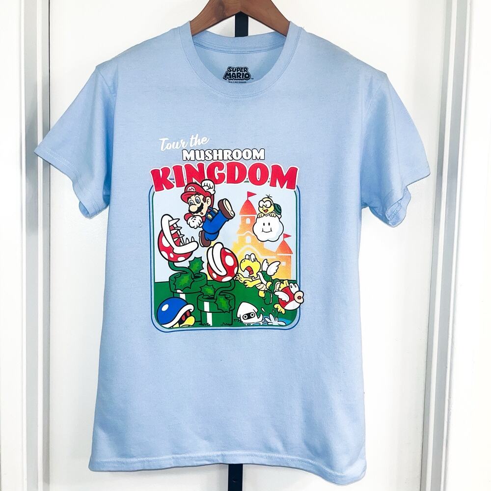 Nintendo Super Mario Mushroom Kingdom Tshirt Gamer Kidcore Y2K - Blue, Size M
